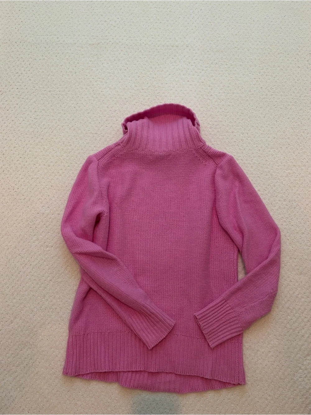 J. Crew Bubble Gum Pink Cableknit Turtleneck Sweater Women’s Petite Medium